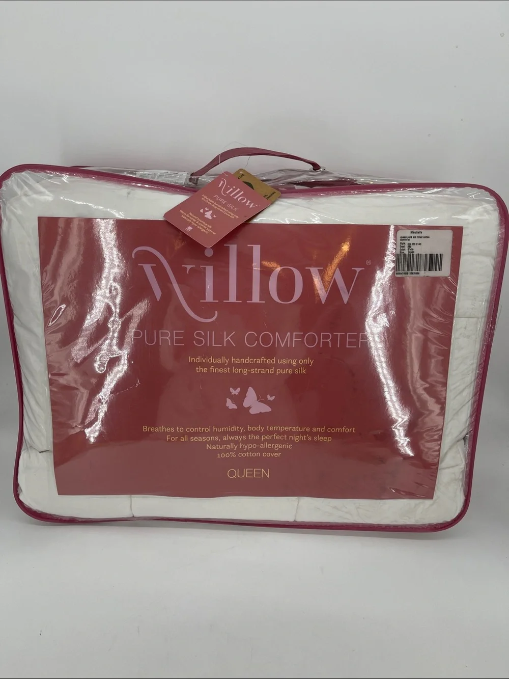 Willow Pure Silk Filled White Comforter Queen Sized NWT